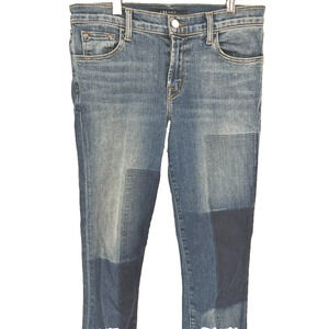 J Brand Jeans Size 26 Medium Wash Mid Rise Skinny Raw Hem